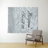 Weißer Glitzer Funkelnd Spakle Sweet 16 Party Wandteppich (Beispiel (Horizontal))