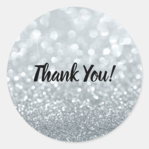 Weißer Glitzer Funkelnd Sparkle Sweet 16 Party Runder Aufkleber