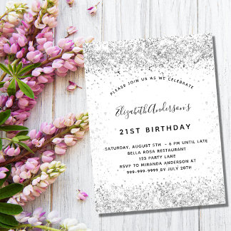 Weißer Glitzer glamouröser Geburtstag Einladung