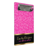 Weißer Glitzer, glänzend, rosa und weiß Mini Klemmbrett (Schrägansicht)