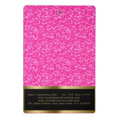 Weißer Glitzer, glänzend, rosa und weiß Mini Klemmbrett (Rückseite)