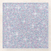 Weißer Glitzer Glasuntersetzer (Vorderseite)