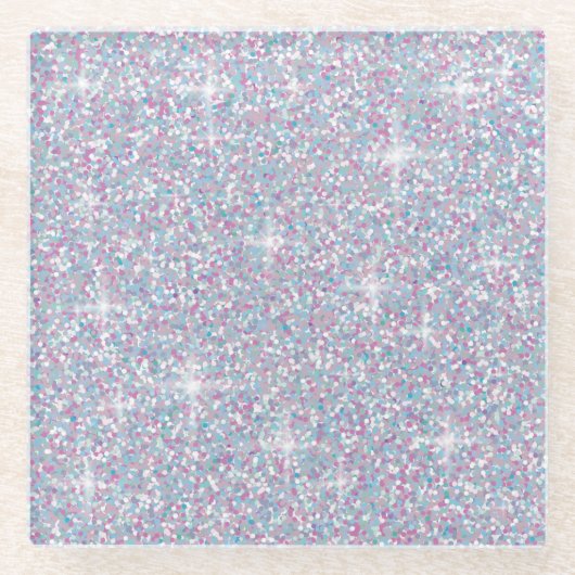 Weißer Glitzer Glasuntersetzer (Vorderseite)