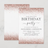 Weißer Glitzer jedes Alters Geburtstag Rosa Rose Einladung (Vorne/Hinten)