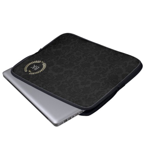 Weißer Glitzer Laure-Kranz-Monogramm Laptopschutzhülle (Vorne Knopf)
