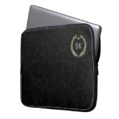 Weißer Glitzer Laure-Kranz-Monogramm Laptopschutzhülle (Vorderseite Links)