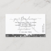 Weißer Glitzer mit Silberglätte Diamanten Monogram Visitenkarte (Rückseite)