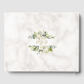 Weißer Glitzer-Rahmen mit weißer Blüte Gästebuch (Rückseite)