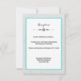 Weißer Glitzer und Aquamariner Rahmen - Empfang Ei Einladung