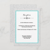 Weißer Glitzer und Aquamariner Rahmen - Empfang Ei Einladung (Vorne/Hinten)