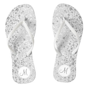 Weißer Glitzer und Diamond Badesandalen
