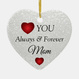 Weißer Glitzer und Gold für Mama Keramik Ornament