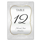Weißer Glitzer und Goldschnitt Tischnummer (Rückseite)