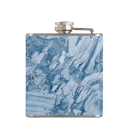 Weißer Glitzer und Marmor Flachmann (Rückseite)