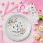 Weißer Glitzer und Pfirsichfarben Pappteller (Party)