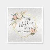 Weißer Glitzer und Pfirsichfarben Serviette (Vorderseite)