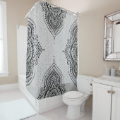 Weißer Glitzer und Schwarze Spitzen Blumendekorati Duschvorhang (Beispiel)
