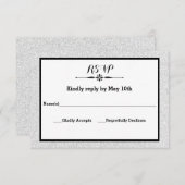 Weißer Glitzer und Schwarzer Rahmen - UAWG-Antwort RSVP Karte (Vorne/Hinten)