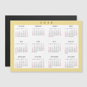 Weißer Gold 2026 Jahreskalender Magnet (Vorne/Hinten)