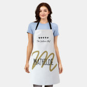 Weißer Gold Chef Monogram Moderner Name Schürze (Getragen)