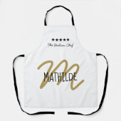 Weißer Gold Chef Monogramm Moderner Name Schürze (Vorderseite)