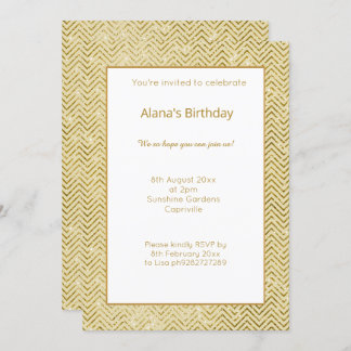 WEISSER GOLD ZICKZACK METALLIK ALLE OKASSION EINLADUNG