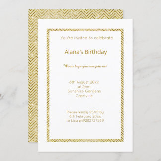 WEISSER GOLD ZICKZACK TRIM GANZEN OZASSE EINLADUNG