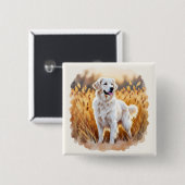 Weißer Golden Retriever Hund Button (Vorne & Hinten)