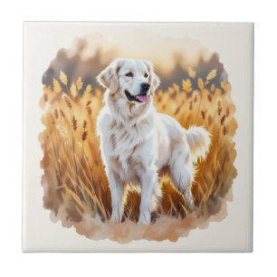 Weißer Golden Retriever Hund Fliese