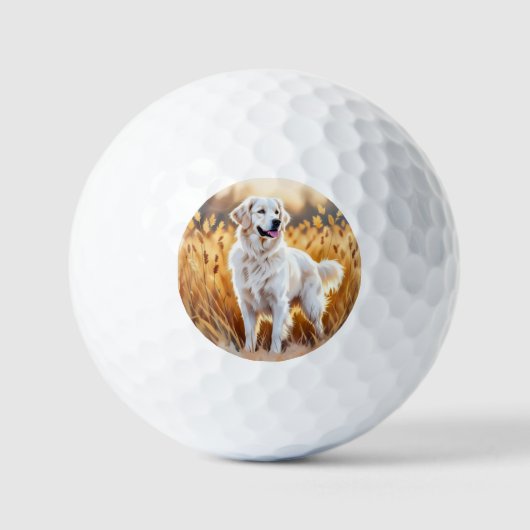 Weißer Golden Retriever Hund Golfball (Vorderseite)