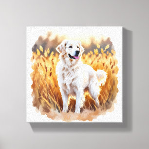 Weißer Golden Retriever Hund Leinwanddruck