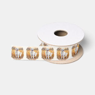 Weißer Golden Retriever Hund Satinband