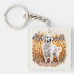 Weißer Golden Retriever Hund Schlüsselanhänger