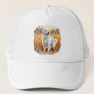 Weißer Golden Retriever Hund Truckerkappe