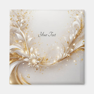 Weißer Goldener Blumenmagnet Magnet