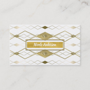 Weißer & Goldener Diamant Glamour Modern Klassisch Visitenkarte