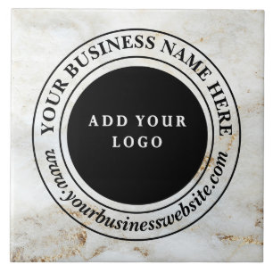 Weißer & Goldener Marmor Custom Business Logo Fliese