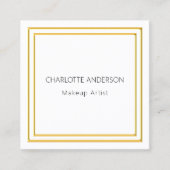 Weißer goldfarbener, eleganter QR-Code Quadratische Visitenkarte (Vorderseite)