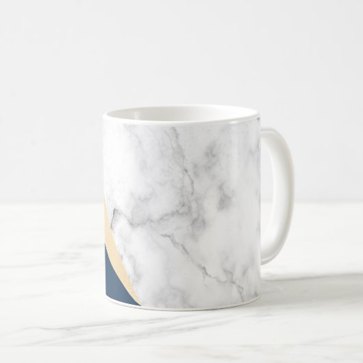 Weißer, goldfarbener, pfirsichblauer Marmorblock Kaffeetasse (VorderseiteRechts)