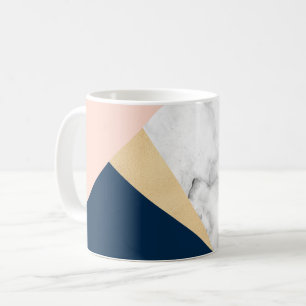 Weißer, goldfarbener, pfirsichblauer Marmorblock Kaffeetasse