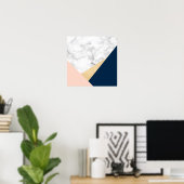 Weißer, goldfarbener, pfirsichblauer Marmorblock Poster (Heimbüro)