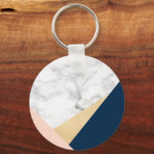 Weißer, goldfarbener, pfirsichblauer Marmorblock Schlüsselanhänger (Vorderseite)