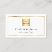 Weißer goldfarbiger Firmenlogo QR Visitenkarte (Vorderseite)