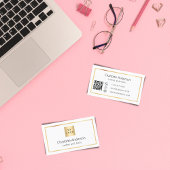 Weißer goldfarbiger Firmenlogo QR Visitenkarte