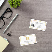 Weißer goldfarbiger Firmenlogo QR Visitenkarte
