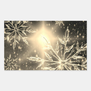 Weißer Goldglanz-Schneeflocke Winter Rechteckiger Aufkleber