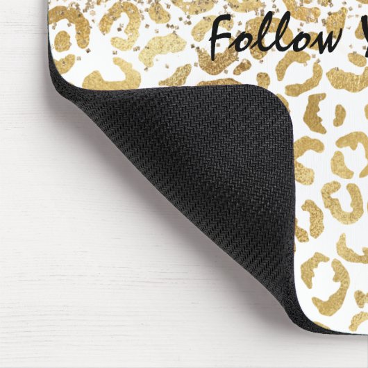 Weißer Goldleopard Print-Glitzer glänzt Mousepad (Ecke)