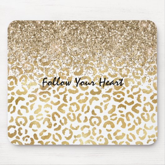 Weißer Goldleopard Print-Glitzer glänzt Mousepad (Vorne)