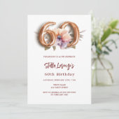 Weißer Goldpfirsichblüte 60. Geburtstag Einladung (Stehend Vorderseite)