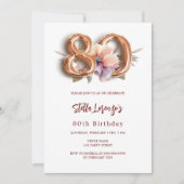 Weißer Goldpfirsichblüte 80. Geburtstag Einladung (Vorderseite)
